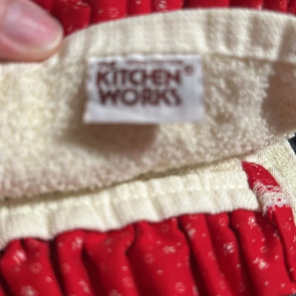 Kitchen works vintage Christmas kitchen towel ruffle teddy bears in bed decor